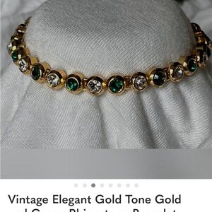 Vintage Gold and Green Crystal Bracelet